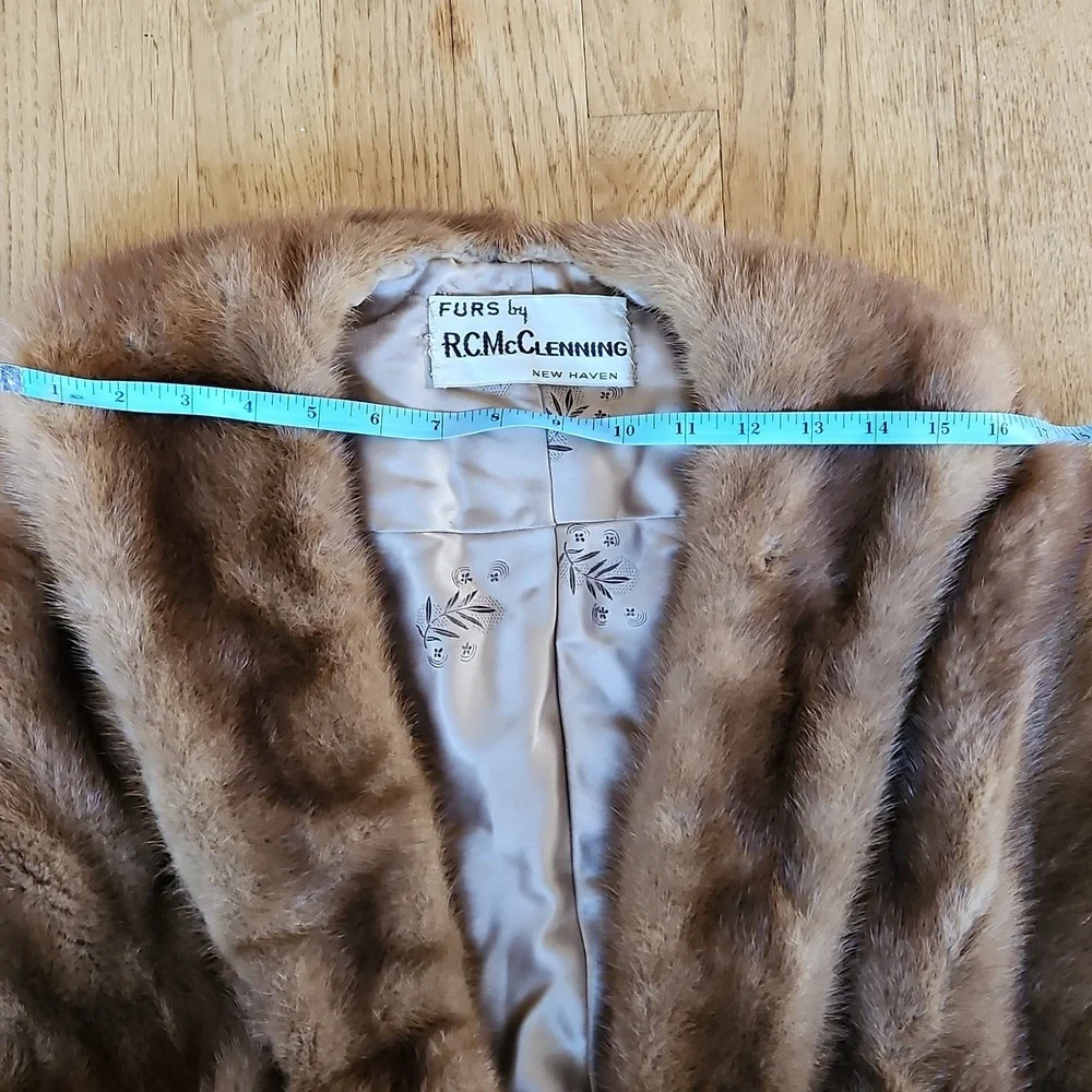Vintage real mink shawl wrap with pockets S/M